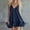 Dark Blue, variant on Plus Size Women's Bubble Mini Dress Dressy Sleeveless Adjustable Straps Summer Dresses V Neck Backless Cocktail Dress