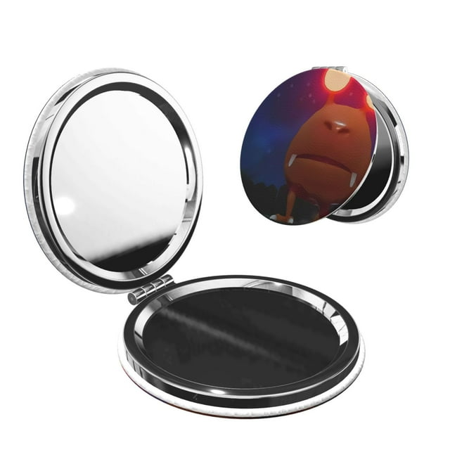 Pofeuu Pikmin for Portable Pocket Makeup Mirror PU Cover Compact Travel Mirror with Normal and Magnifying Double Sided Glass-Round Shape