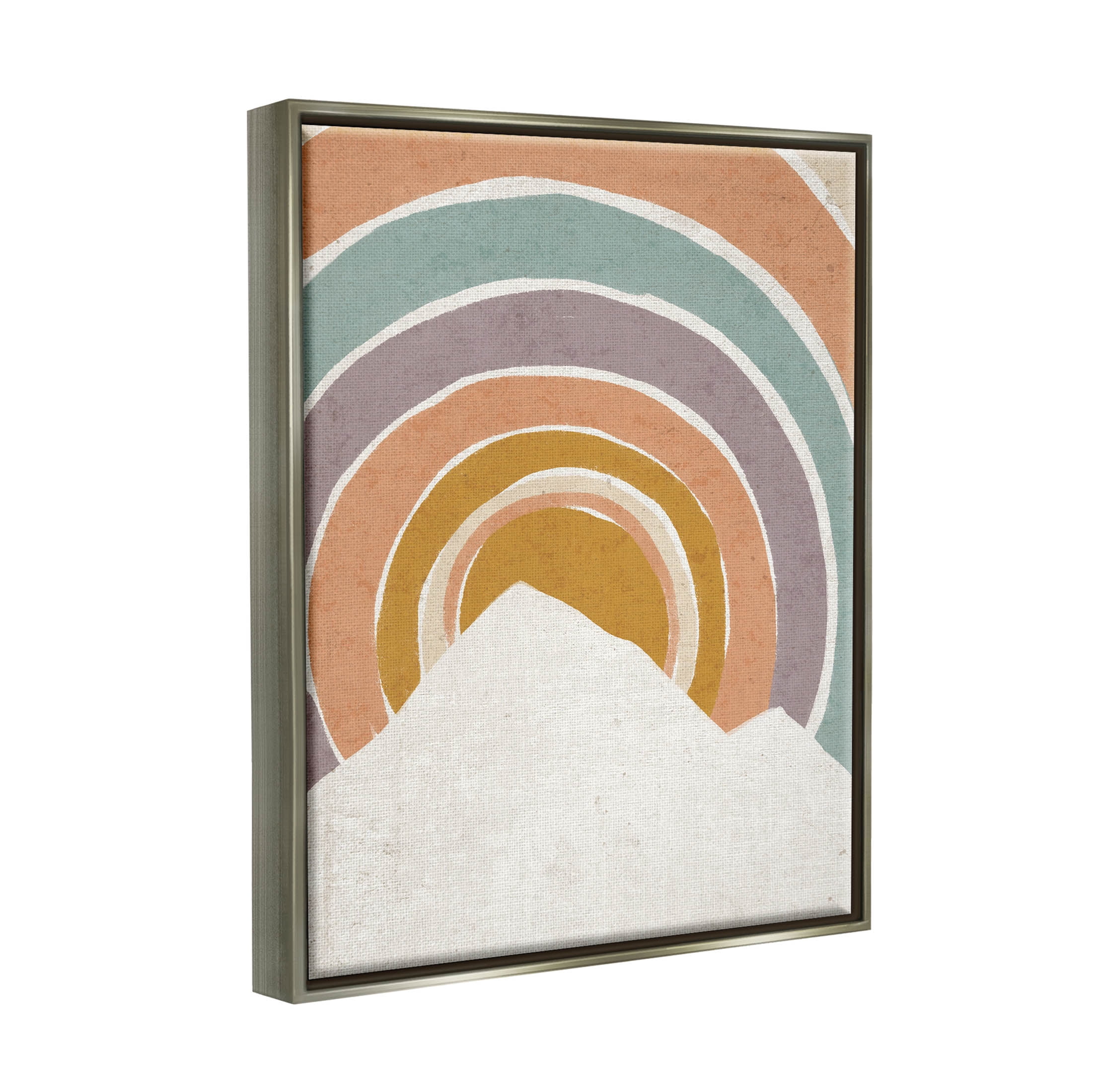 Stupell Industries Circular Geometric Mountain Landscape Graphic Art Luster Gray Floating Framed Canvas Print Wall Art, Design by Loni Harris
