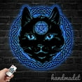 thumbnail image 2 of Handmadetneonsign Black Cat With Pagan Symbols Metal Wall Art LED Light, Cat Pentagram Metal Sign, 2 of 5