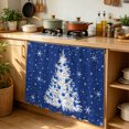 thumbnail image 6 of Navy Blue Christmas Tree Cabinet Curtain 35"Wx35"L, Dustproof Under Sink Skirt with Self Adhesive Tape, Balls Snowflake Xmas Tree Cabinet Curtain Cover for Kitchen Sink, Bathroom Vanity, Laundry Room, 6 of 9