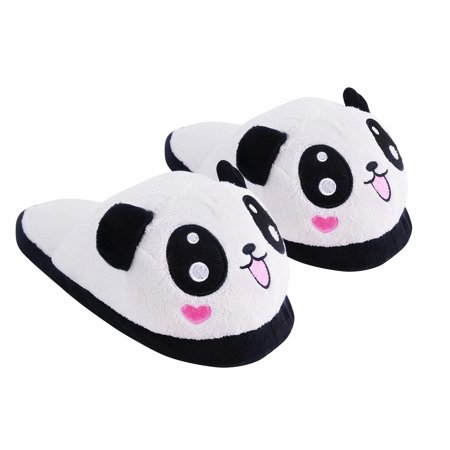 Eer Womens Cute Soft Warm Plush Panda House Slippers For Home Eer Womens Cute Soft Warm Plush Panda House Slippers For Home White And Black