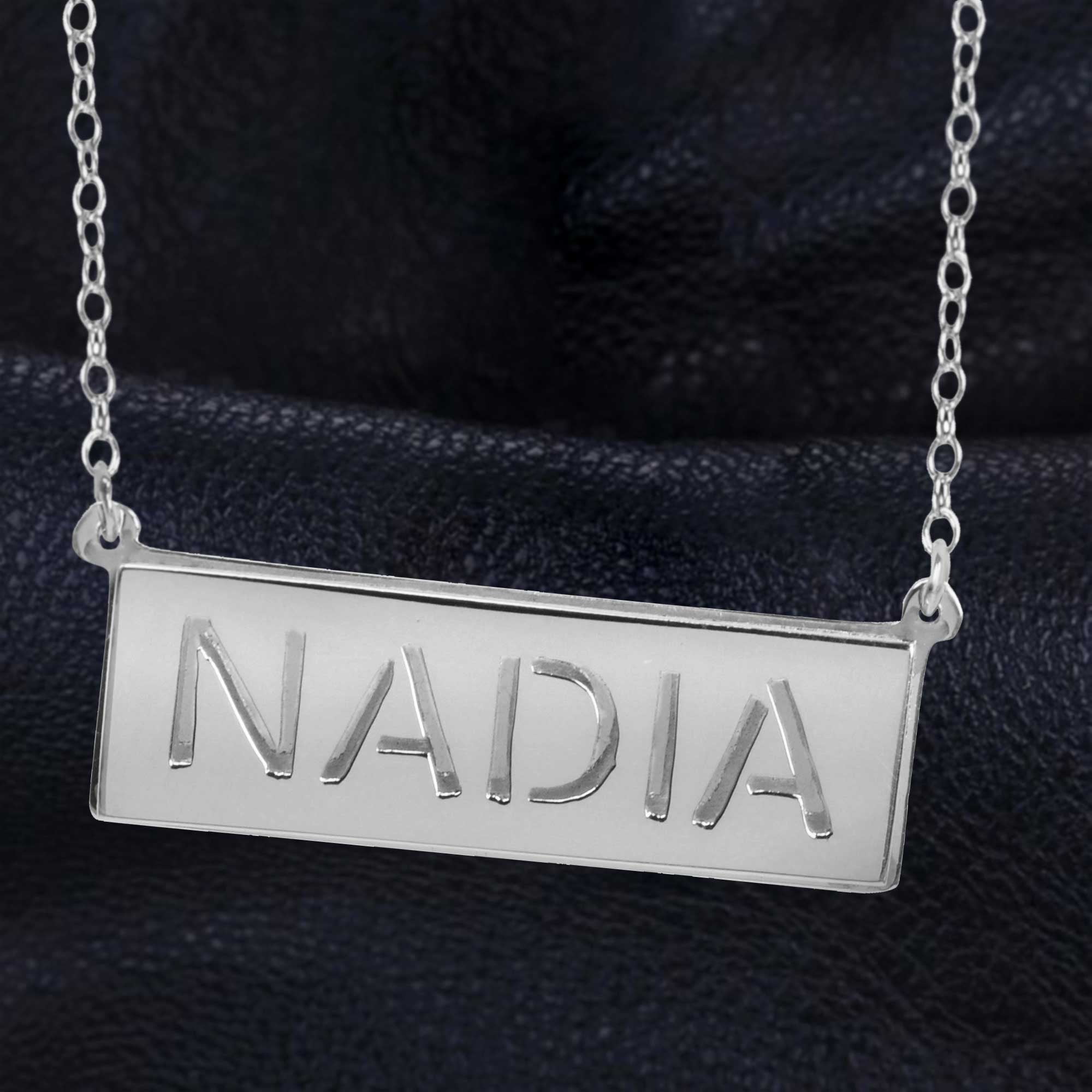 Personalized 3D Double Bar Name Necklace in Sterling Silver