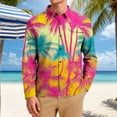 thumbnail image 2 of OHMZYZO Long Sleeve Button Down Shirts for Men Tropical Floral Print Hawaiian Shirt Casual Beach Vacation Blouse with Chest Pocket, 2 of 7