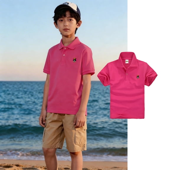 Toddler Boys Polo Shirts Short Sleeve Boy Purple Button down Shirt School Uniform Shirts Casual Collared Shirts Toddler Boys Size 12-18 Months Clothes