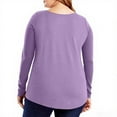 thumbnail image 4 of Htigea Women's Plus Size Long Sleeve Shirts Solid Color Crewneck Pullover Tunic Tops Soft Comfy Purple 4XL, 4 of 6