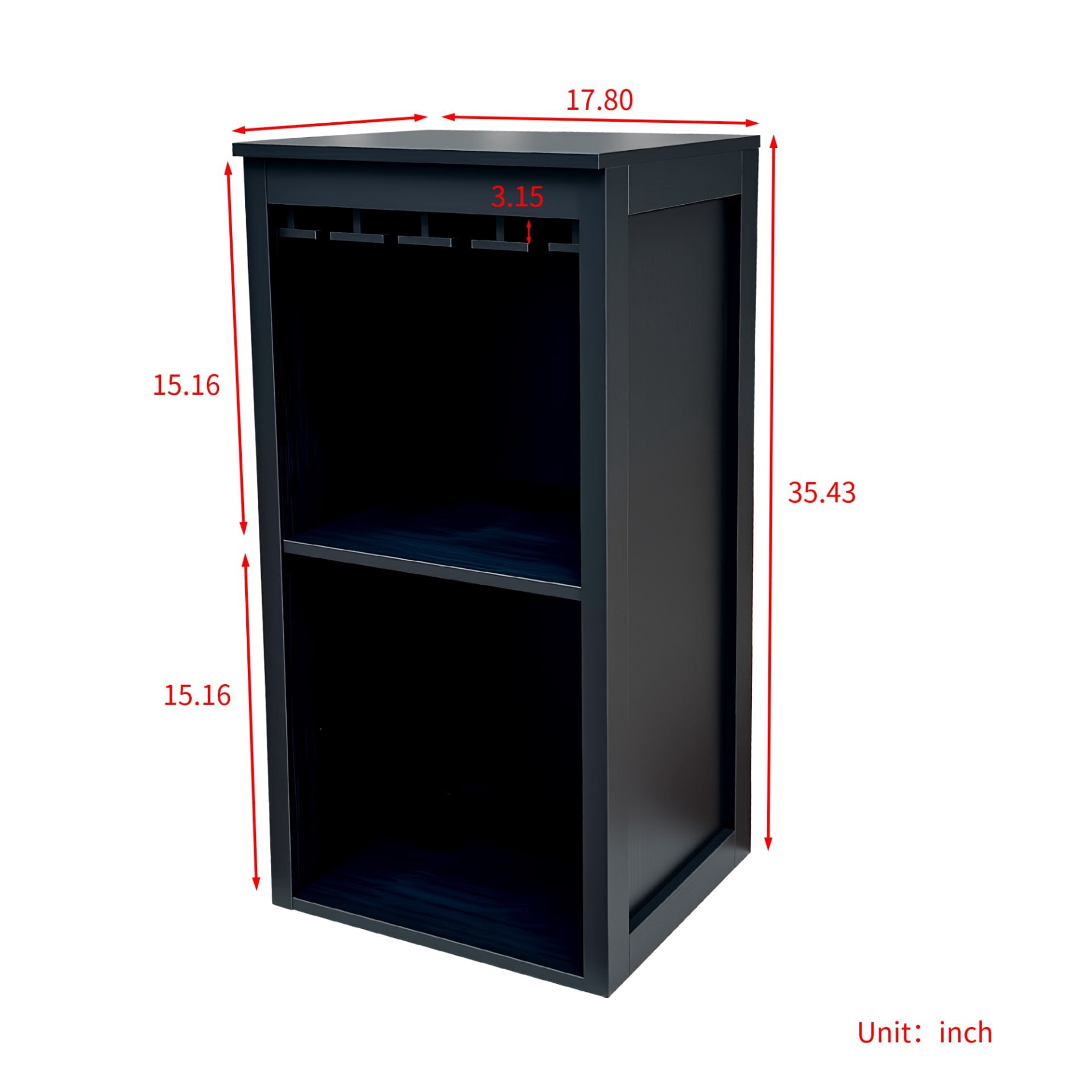 Wine Bar Cabinet with Storage Shelves, Freestanding Buffet Cabinet with Hutch, Modern Wine Storage Organizer for Dining Room Living Room, Black