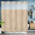 thumbnail image 6 of No Hook Khaki Boho Shower Curtain with Snap in Liner Set, Middle Century Modern Abstract Art Waterproof Fabric Bathroom Curtains with See Through Top Window, Hotel Style Modern 66 x 72 Inch, 6 of 9