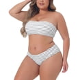 thumbnail image 2 of Bikini de dos piezas Agnes Orinda para mujeres, traje de baño de tirantes caídos, cintura alta, 1X, rayas blancas, 2 of 6