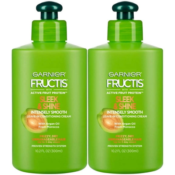 Garnier Fructis Sleek and Shine Intensely Smooth Leave-In Conditioning Cream, 10.2 Ounce (Pack of 2)