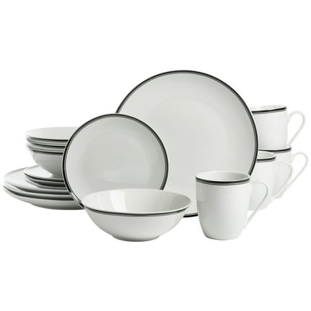 

10 Strawberry Street Simply Coupe 16-Piece Ceramic Dinnerware Set Black