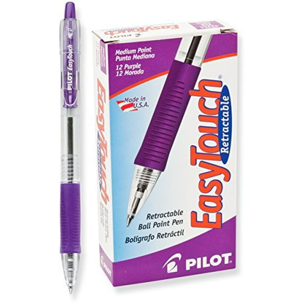 Pilot EasyTouch Retractable Ball Point Pens, Medium Point, Purple Ink