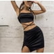 thumbnail image 1 of VISgogo Conjuntos de Ropa de Moda para Mujer, Sling Bandage Crop Tank Tops Cintura Alta Falda Dividida Trajes de Color Sólido VISgogo moda, 1 of 2