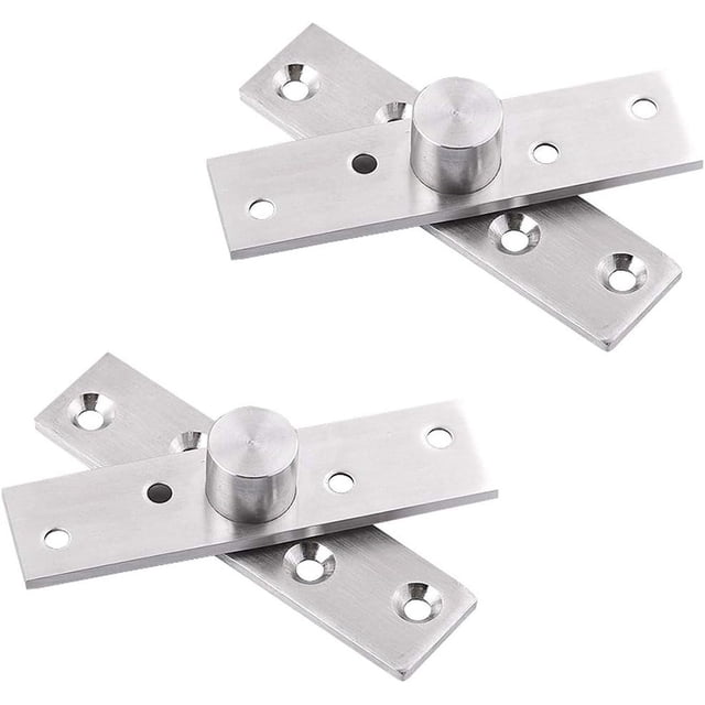 2 bisagras de pivote de eje central de puerta oculta de rotación de acero inoxidable, bisagra de puerta giratoria oculta resistente con tornillos de fijación (3 x 0,7 pulgadas)