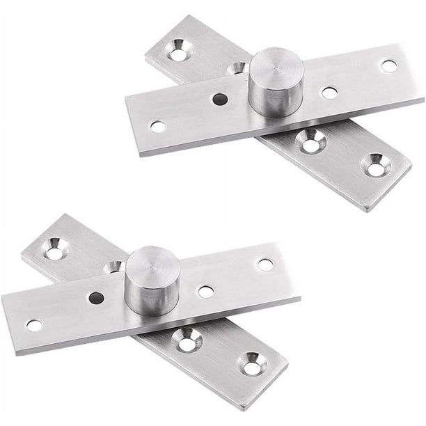 2 bisagras de pivote de eje central de puerta oculta de rotación de acero inoxidable, bisagra de puerta giratoria oculta resistente con tornillos de fijación (3 x 0,7 pulgadas)
