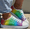 Colorful Sequins, variant on Low - Top Canvas Sneakers with Rainbow Glitter Design. Stylish Casual Shoes featuring White Laces