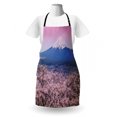 thumbnail image 3 of Mountain Apron, Spring Season Picturesque of Cherry Blossoms Sakura Pink Violet Tones, Unisex Kitchen Bib with Adjustable Neck for Cooking Gardening, Adult Size, Lilac and Multicolor, by Ambesonne, 3 of 4
