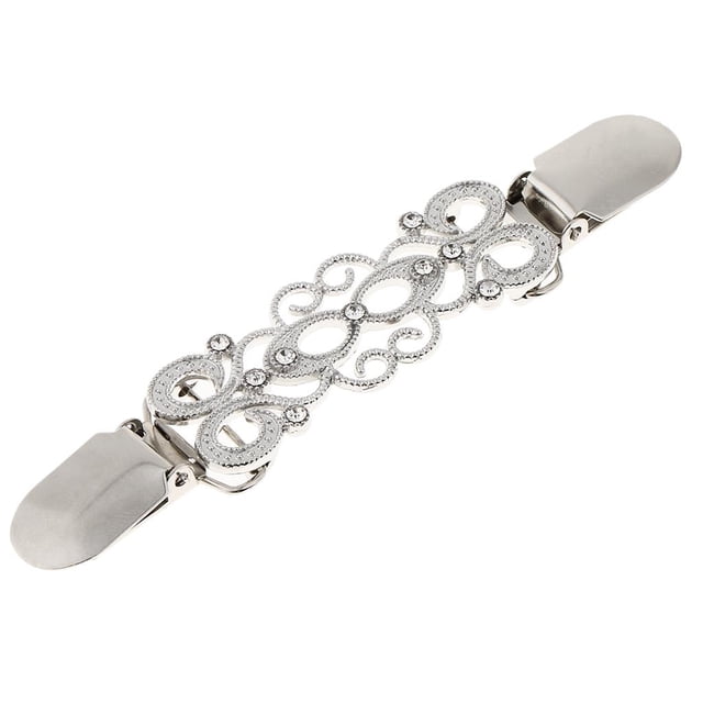 Vintage mujer chal cárdigan broche suéter camisa cuello pato boca Clip - plata Hugo Clips de cuello para mujer