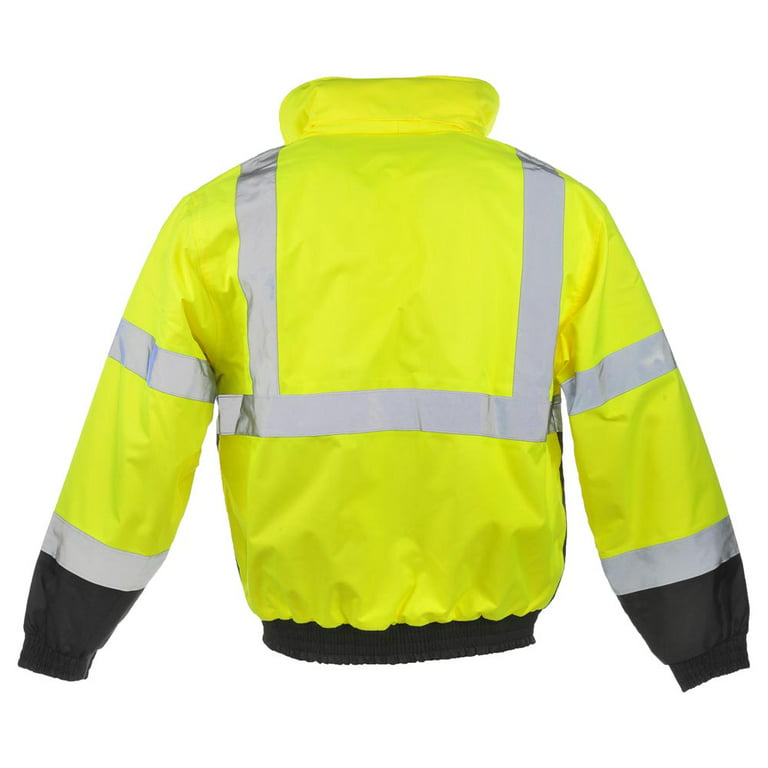  sesafety Reflective Jacket for Men, High Visibility Jackets for  Men, Safety Jackets for Men, Hi Vis Construction Bomber Jackets Waterproof  with Pockets and Zipper, Black Bottom, Class 3, Yellow, 5XL 