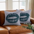thumbnail image 3 of Kiss Me Text Lipprint Throw Pillow Cover Purple Blue Retro Abstract Cotton Linen Cushion Cover Throw Pillow Case with Invisible Zipper for Couch Sofa Bed Chair Car 16x16 Inch, 3 of 14