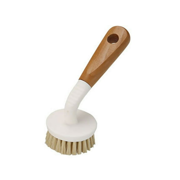 CuiLiyq Kitchen Dish Brush, Cleaning Brush Multifuction Wood Handle Dishwashing Brush for Counter Kitchen Sink Pans Washing Supplies, Short Handle, 7 Inch