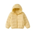 thumbnail image 4 of Kids Hooded Zip up Padded Coat Long Sleeve Warm Winter Jacket with Pockets, Solid Casual Outerwear for Boys Girls Yellow, 4 of 8