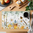 thumbnail image 2 of Eucalyptus Leaves Placemats Set of 4, Daisy Flower Spring Watercolor Country Floral Bee Placemats for Dining Table, Place Mats for Kitchen Tabletop, Waterproof Wipeable Dining Table Mats Set, 2 of 9