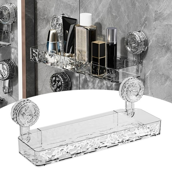 Suction Cup Storage Rack, No Drill Wall Hanging Organizer with Ventilation and Drainage Holes, Bathroom Shower Caddy for Essentials, Easy Install on Glass or Mirror