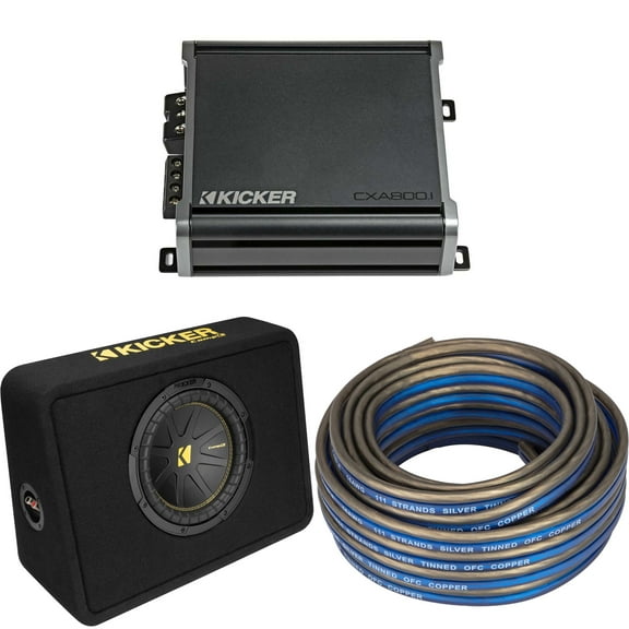 Kicker 10 Inch Comp Truck Bass Package 50TCWC104 with 46CXA8001, Speaker Wire Bundle