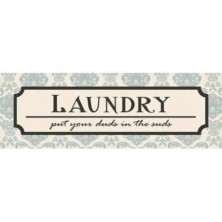 Laundry Room Accessories - Gango Home Decor Modern Funny Laundry Room Duds in the Suds Sign Wall Art by N. Harbick; One Blue 18x6in Unframed Paper Print (Paper Only, No Frame)