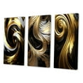 thumbnail image 3 of Designart "Liquid Gold Black Swirl Abstracted IV" Abstract Spirals Wall Art Set Of 3 - Transitional Gold Gallery Wall Set For Home Decor, 3 of 6