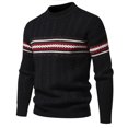 thumbnail image 3 of Men's New Horizontal Long Sleeve Tight Cuff Crewneck Sweater Fashion Casual Pullover (WHITE,M), 3 of 7