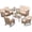 Brown Wicker/Beige Cushions, variant on MEETWARM 7 Pieces Outdoor Wicker Patio Conversation Sets with Glider Loveseat, 4 Chairs with 2 Glass-Top Coffee Table Wicker Rocking Glider Set, Wicker Conversation Set w/Thickened Cushions, Navy Blue