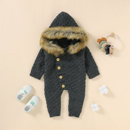

Sodopo Baby Pajamas Infant Baby Boys Girls Winter Keep Warm Knit Hoodie Romper Sweater Jumpsuit Boy Girl Pajamas Bodysuit Toddler Jacket