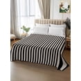thumbnail image 2 of Black Striped Flat Sheets Only Full Size, Soft Breathable Bed Top Sheets for Mattress, Modern Simple Farmhouse Beige Vintage Luxury Bedding Flat Sheets for Home Hotel Bedroom Bed Protection, 2 of 9