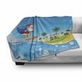 thumbnail image 3 of Christmas Soft Flannel Fleece Throw Blanket, Surfing Santa on a Wave with Sack at the Beach Tropical Night Fantasy Cartoon, Cozy Plush for Indoor and Outdoor Use, 50" x 70", Multicolor, by Ambesonne, 3 of 6