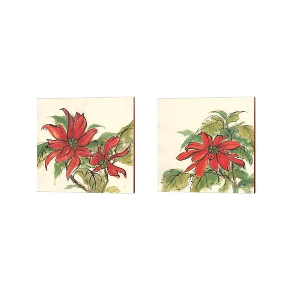 Metaverse Chris Paschke 'Poinsettia' Canvas Art (Set of 2)