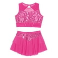 thumbnail image 5 of Doomiva Big Girls 2 Piece Dance Outfits Crop Top with Skirt Jazz Latin Ballroom Performance Dancewear Hot Pink 10, 5 of 7
