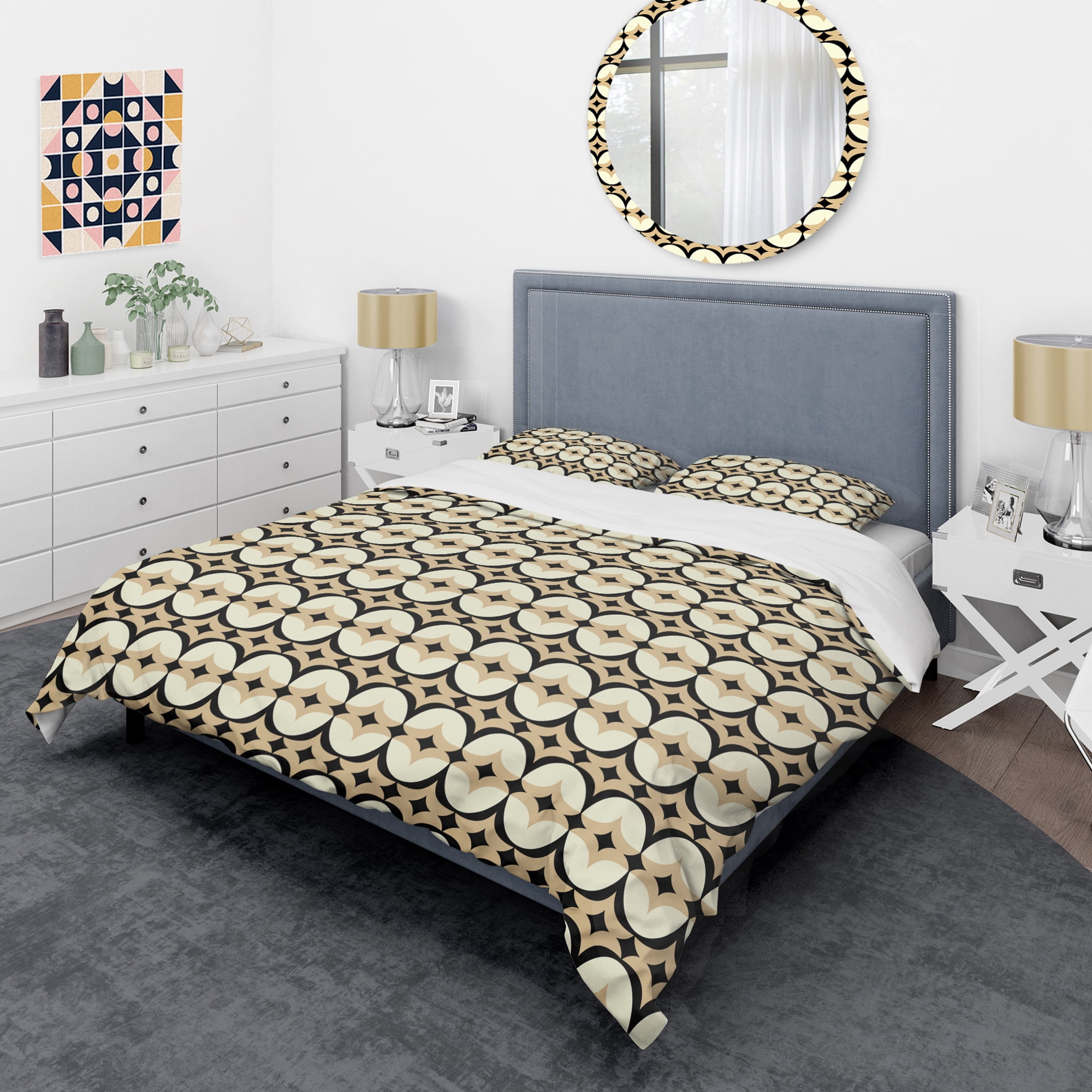 Designart 'Abstract Retro Geometrical Design VII' Mid-Century Modern Duvet Cover Set