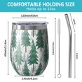 thumbnail image 5 of 12oz Stemless Wine Tumblers Green Christmas Tree Pattern Vacuum Insulated Stainless Steel Travel Tumbler Cups Mug with Lid and Straw for Champaign,Cocktail,Beer with Cleaning Brush, 5 of 5