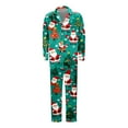 thumbnail image 2 of FAOWME Family Matching Christmas Pajamas Set Outfits Long Sleeve Turndown Collar Santa Claus Print Buttons Top And Pant Comfortable Soft Sleepwear For Men Dad-Green L, 2 of 8