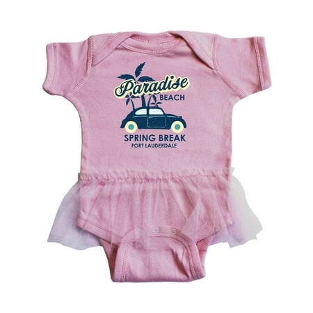 Paradise Beach Spring Break Fort Lauderdale with Palm Trees and Car Infant Tutu Bodysuit