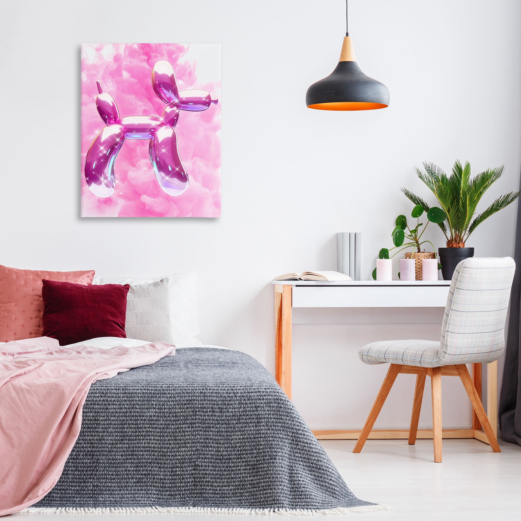 Stupell Industries Glitzy Balloon Dog Abstract Painting Wrapped Canvas Art Print Wall Art, 30 x 40