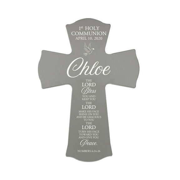 LifeSong Milestones 8x11.25in Black Wall Cross_Chloe 1st Holy Communion
