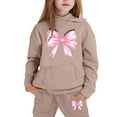 thumbnail image 3 of WOYY Toddler Girls Bow Sweatsuit Casual Fleece Hoodie Sweatpants Outfits, Sizes 3-4T, 3 of 3