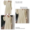 thumbnail image 1 of Vestido Con Cuello En V, Vestido De Manga Larga Con Botones, Dobladillo Suelto, Cómodo Para Viajar Para Citas ANGGREK  Otros, 1 of 4