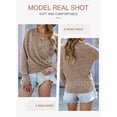 thumbnail image 3 of Asyoly Womens Wrap Cable Knit Sweaters Long Sleeve Sexy Deep V Neck Solid Color Asymmetric Hem Elastic Cuff Elegant Pullover Casual Jumper Tops, 3 of 7