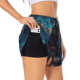 thumbnail image 1 of Balery Starry Sky Moon Wolf Leader Pantalones cortos deportivos para mujer con forro y dos bolsillos, elásticos, para entrenamiento, gimnasio, yoga-X-Large, 1 of 7