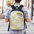 thumbnail image 5 of Uemuo White Rose Printed Durable 17-inch Student Backpack - Lightweight, Waterproof, Adjustable Straps, Ideal for School, Work, Travel, 5 of 5