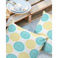 thumbnail image 2 of Pack of 2 Outdoor Pillow Covers, Bohemia Teal Green Yellow Mandala Flower Pattern Waterproof Square Throw Pillowcase Cushion Decorative Pillow Covers for Couch Patio Tent, 20x20 in, 2 of 6